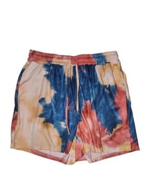 Women's Tie-Dye Athletic Shorts - Blue, Pink & Yellow